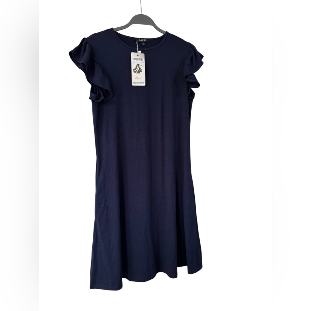 Lyrur Navy Ruffle Sleeve Dress Size Medium